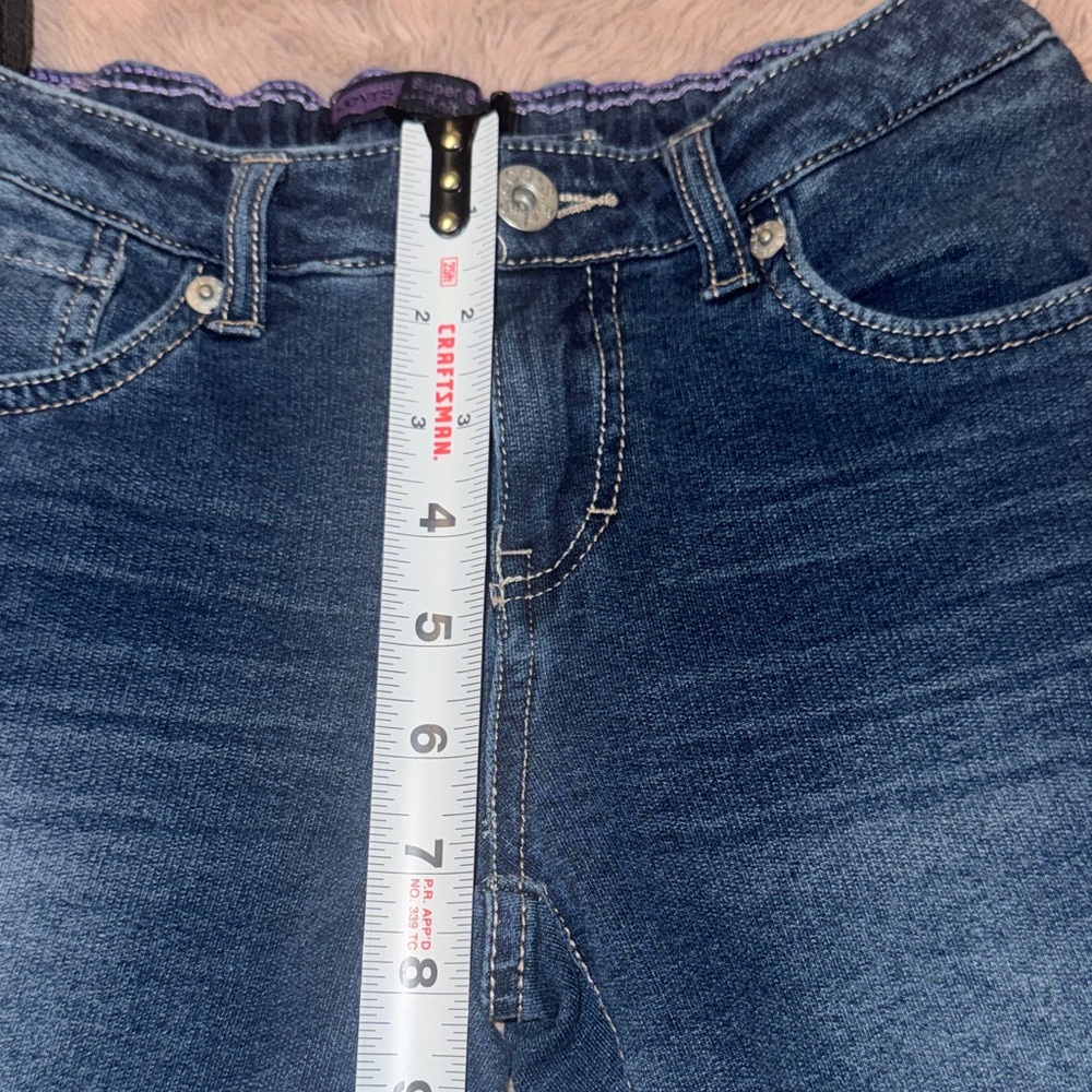 Levi's Classic Indigo Jeans Dark Blue Denim Super Skinny Knit Jean sz 14 Regular - Picture 12 of 14